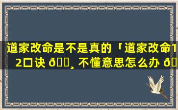 道家改命是不是真的「道家改命12口诀 🌸 不懂意思怎么办 🕸 」